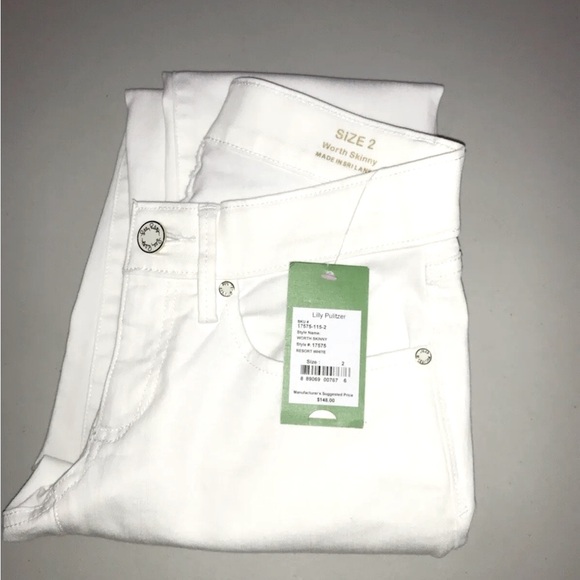 Lilly Pulitzer NWT Worth Skinny Jeans Resort White $158 Size 00,0 - Picture 11 of 11